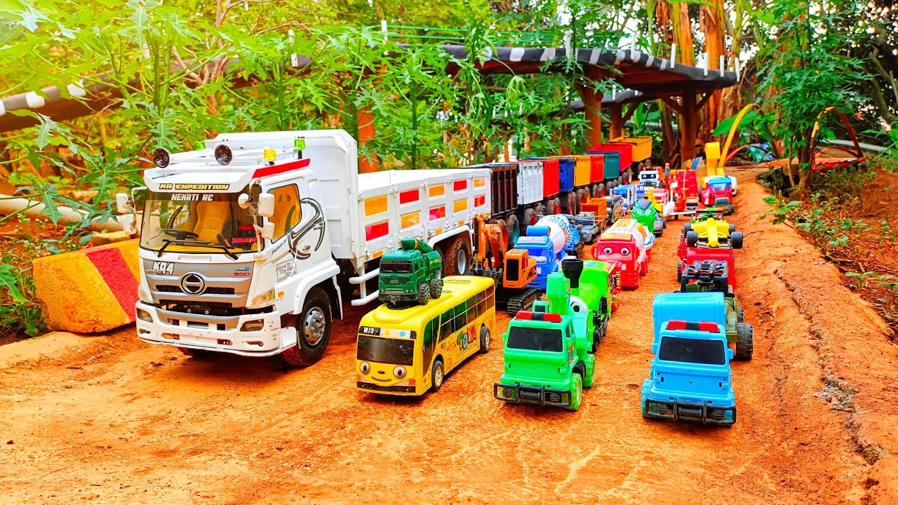 Wow !!! Mobil Truk Rc Tronton Panjang Bongkar Mobil Mobilan Rudal, Truk Pasir, Excavator