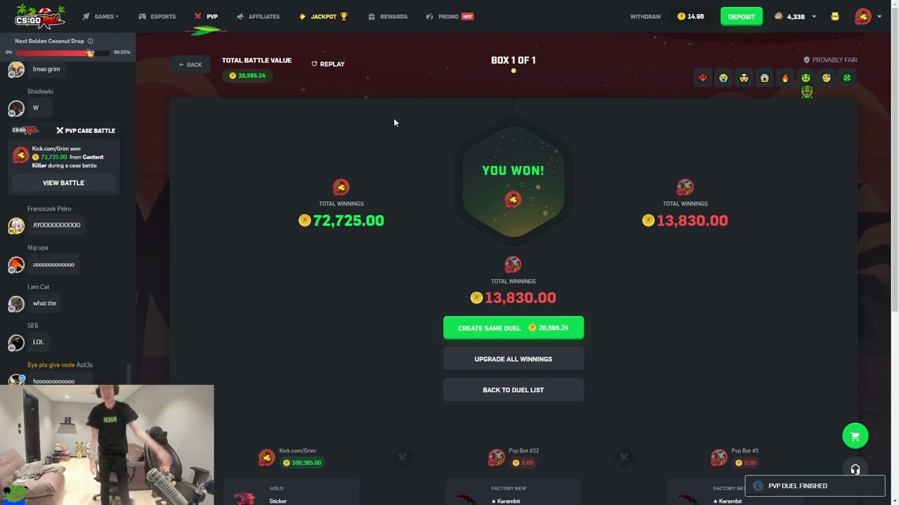 Grim hits IBUYPOWER and wins 100k from csgoroll