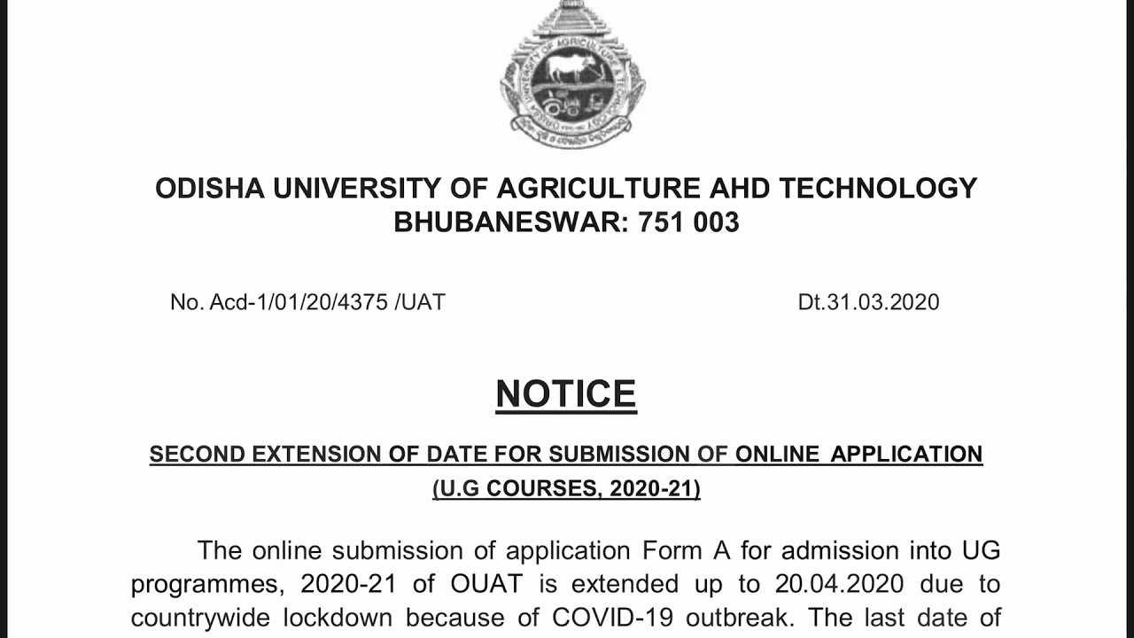 OUAT 2020 Exam postponed/other information