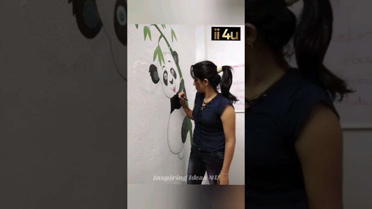 Panda Painting On Wall #shorts #youtubeshorts