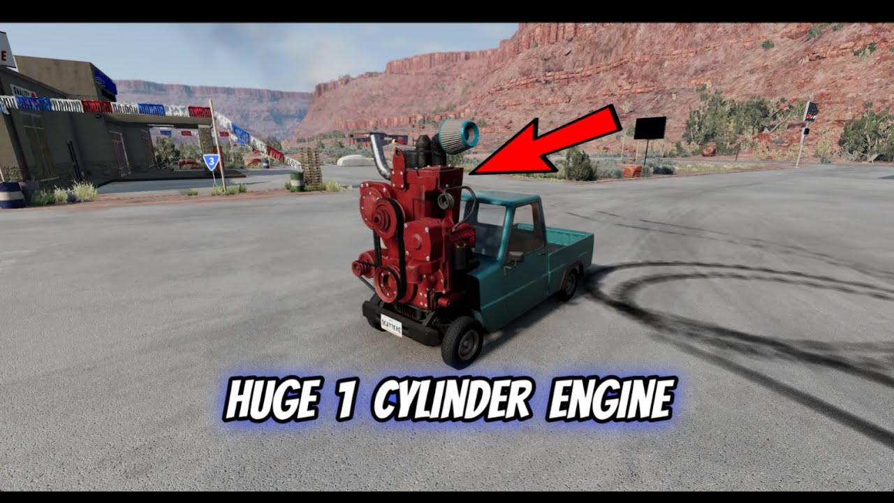 This Thing Is Massive! Biggest 1 Cylinder Engine Mod - Beam Ng Drive