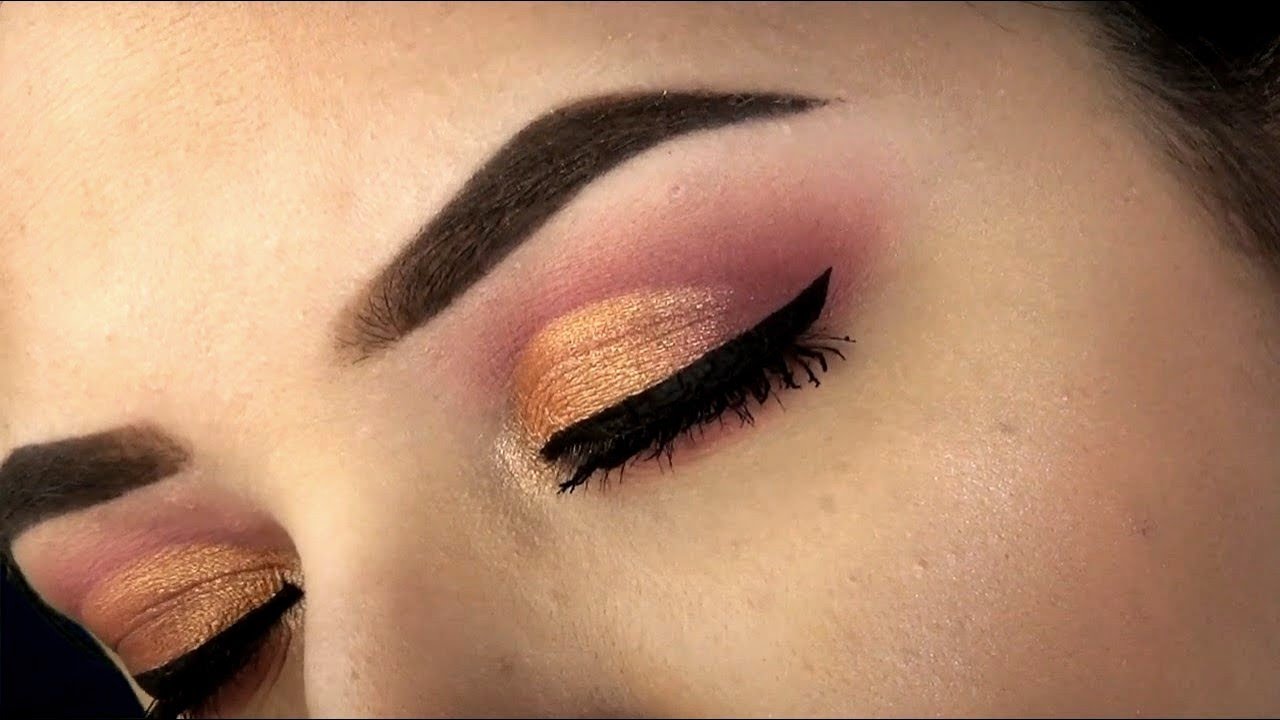TRUCCO CUT CREASE VINO ARANCIONE e ORO