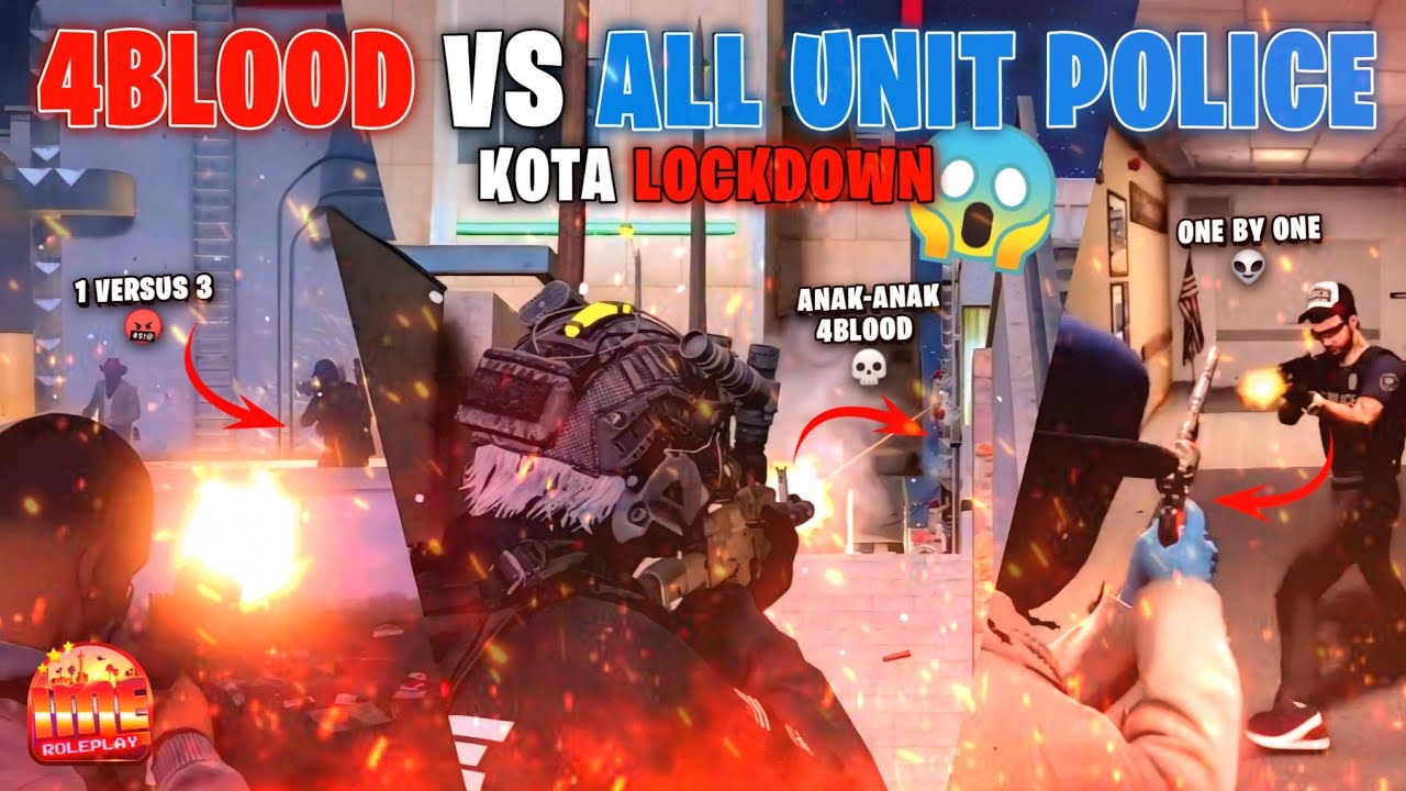 4BLOOD VS ALL UNIT POLICE 🔥 KOTA AUTO LOCKDOWN!? 💀 - GTA V ROLEPLAY 