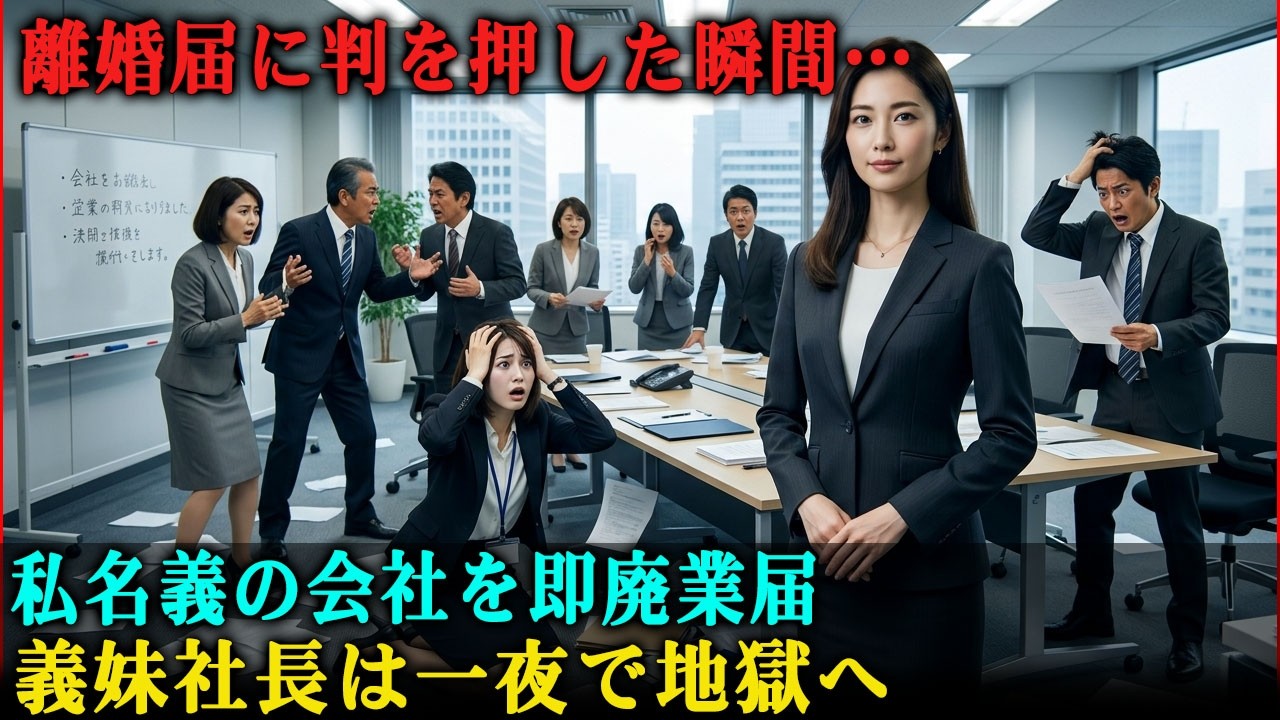 「離婚届に判を押した直後、義実家が運営していた私名義の会社を廃業届した。『社長』と呼ばれていた義妹は一夜にして無職となり、借金まみれに陥り、義実家は崩壊した！」
