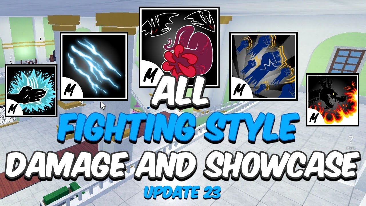 All Fighting Styles Damage and Showcase  - Blox Fruits Update 23 #bloxfruitstock #roblox #bloxfruit
