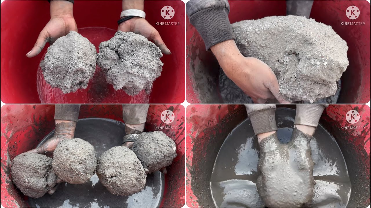 Soft gritty sand cement water crumbling #sandcement #satisfying