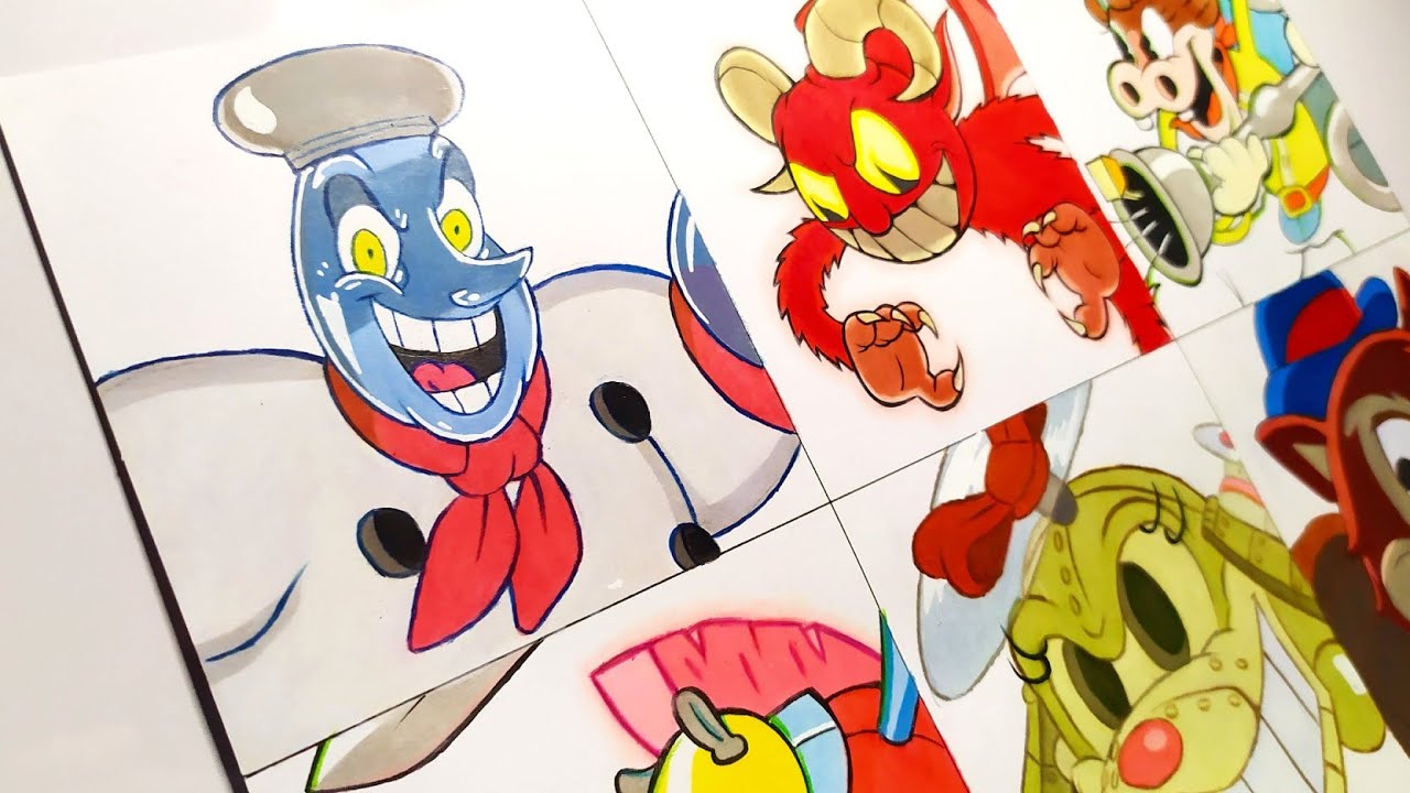 Drawing Cuphead DLC - Все боссы (Вкусное последнее блюдо)