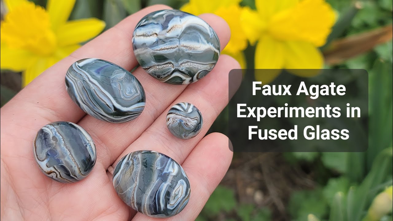 Faux Agate Unique Fused Glass Melt Cabochons