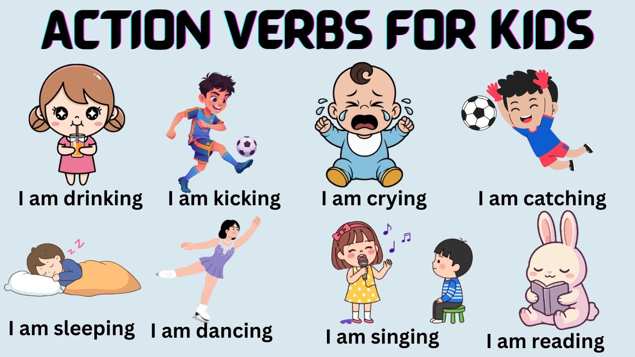 Learn Action Verbs for Kids | I Am + ING Words 👶📚 | Fun English Speaking Practice #kidsfunnyvideos