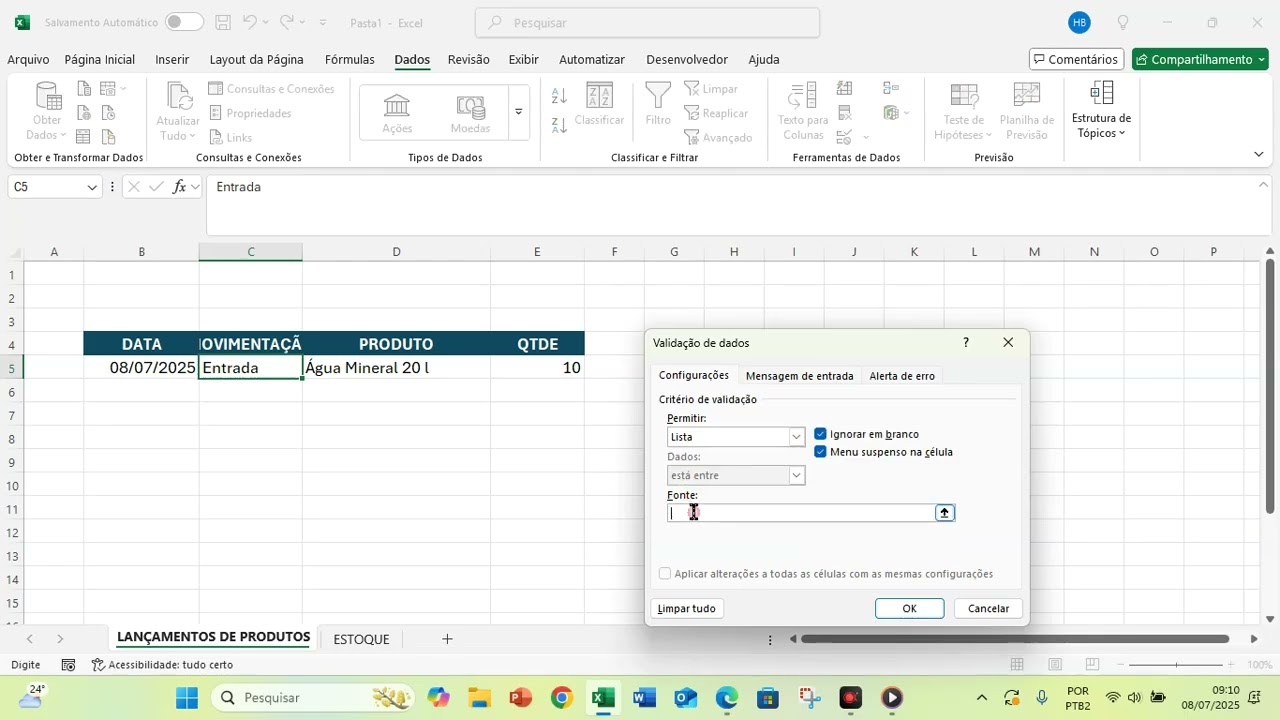 CONTROLE DE ESTOQUE COM BLOQUEIO DE SALDO NEGATIVO