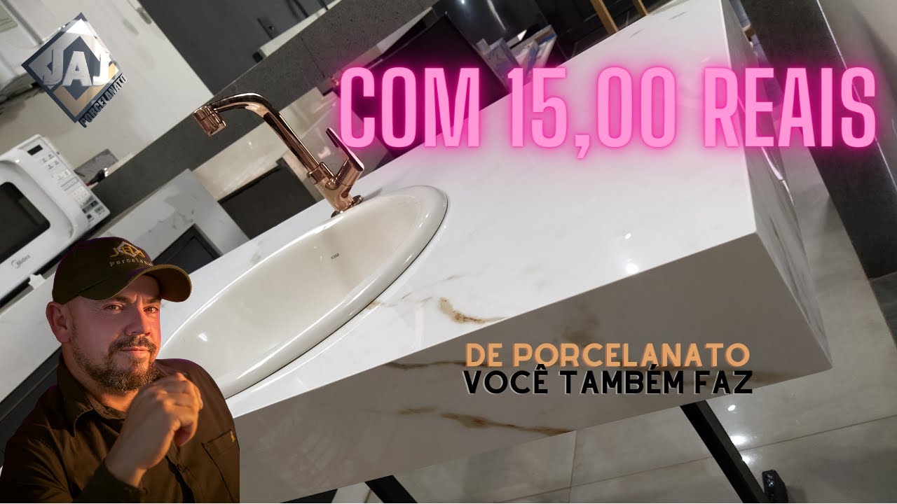 Bancada em porcelanato gastando 125 reais de material, acompanhe o passo a passo