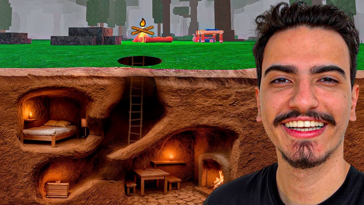 CRIEI UMA BASE SECRETA EMBAIXO DA TERRA NO 99 NOITES NA FLORESTA 😱🏚️