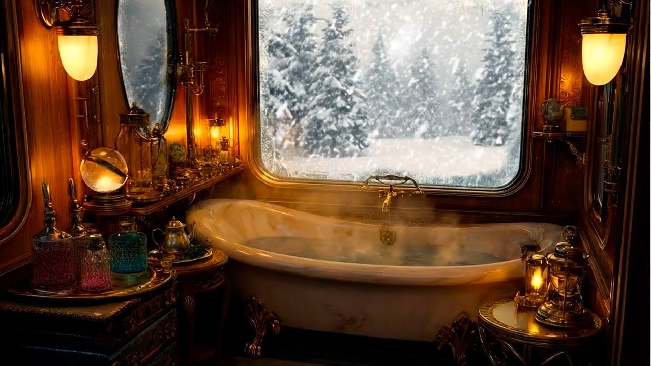 Luxury Sleeper Car Ambience 🛁 Train Sounds & Snowy Window View for Peaceful Sleep