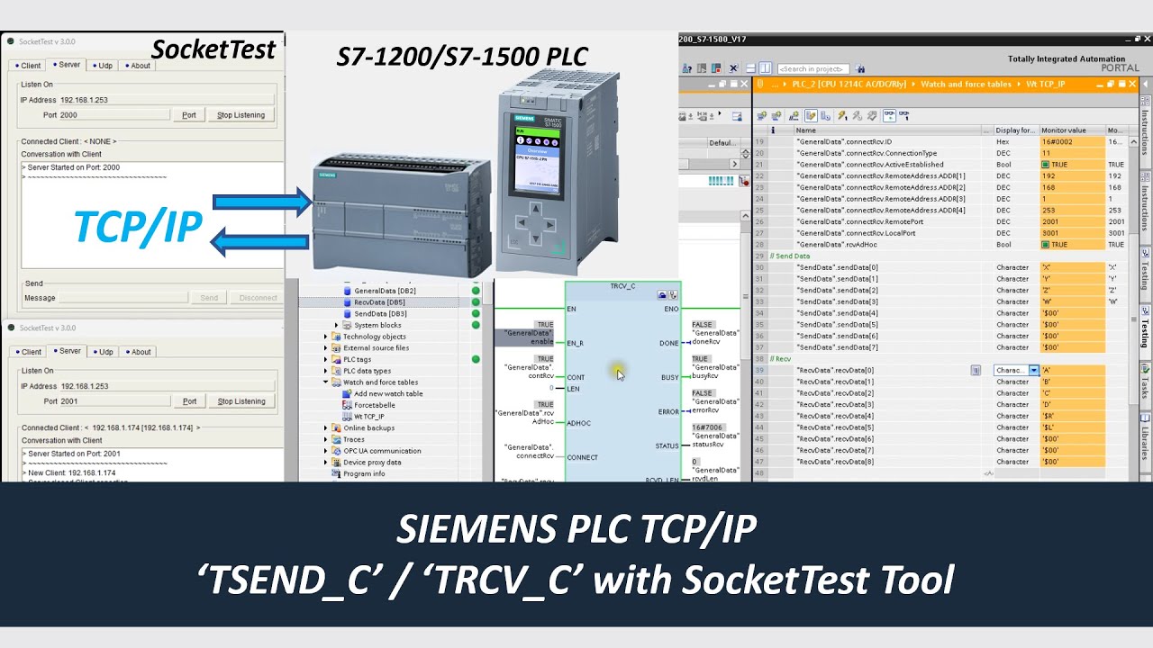 COM31. TCP/IP - TSEND TRCV TCP Communication via Siemens S7-1200 S7-1500 PLC and TIA Portal