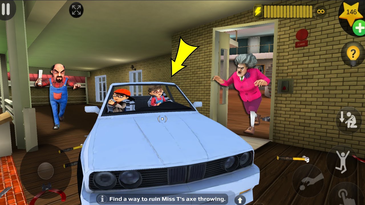 Scary Teacher 3D - with nick and tani troll Miss T fell face down-gameplay part 4299#scaryteacher3d