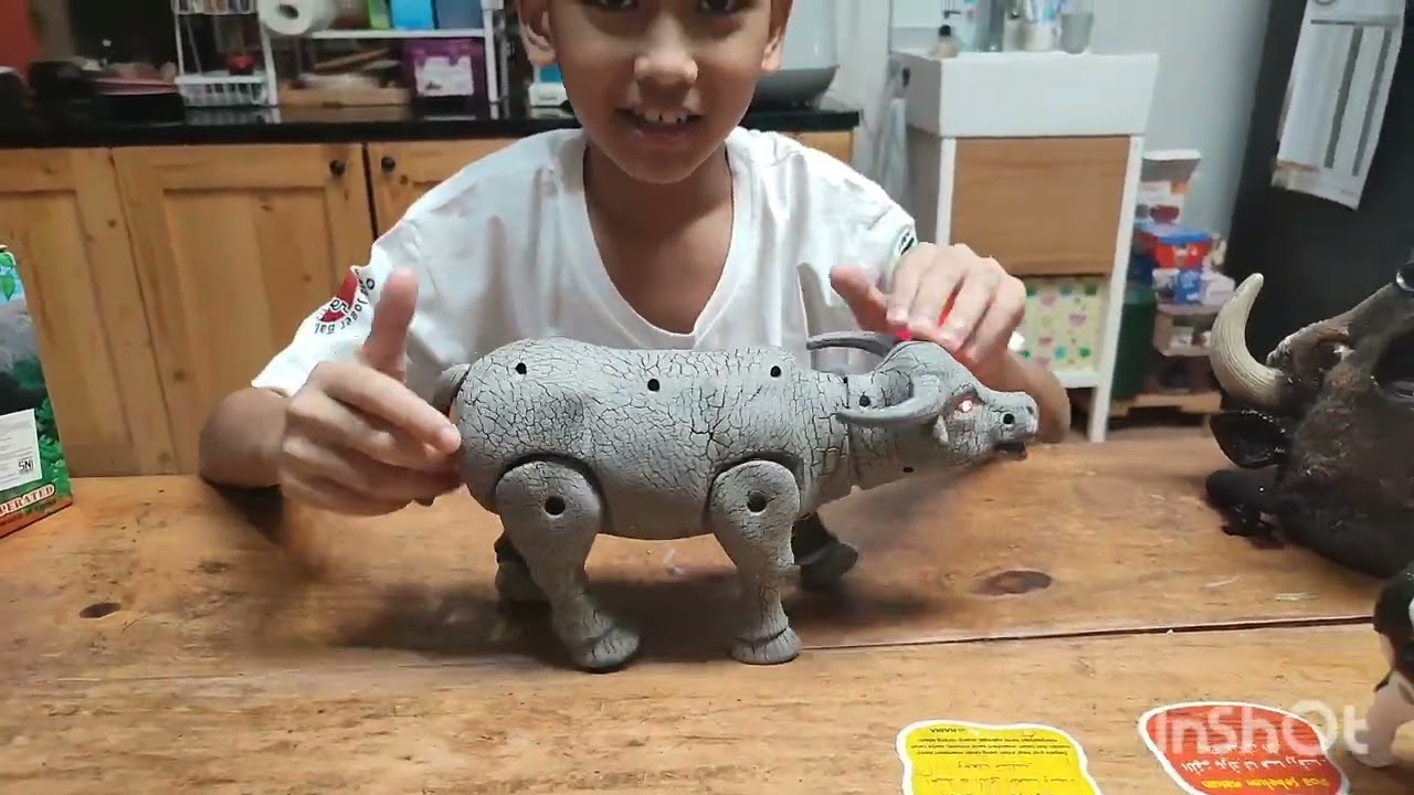 Mainan Kerbau besar Dan sapi kecil, narik gerobak