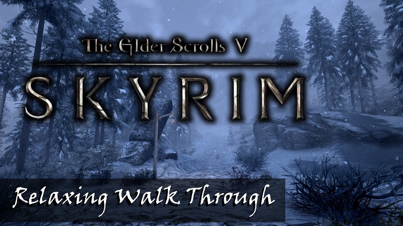 Skyrim Relaxing Walk Through A Snow Storm | Music & Ambience | 4K Ultra Modded (2 Hours)