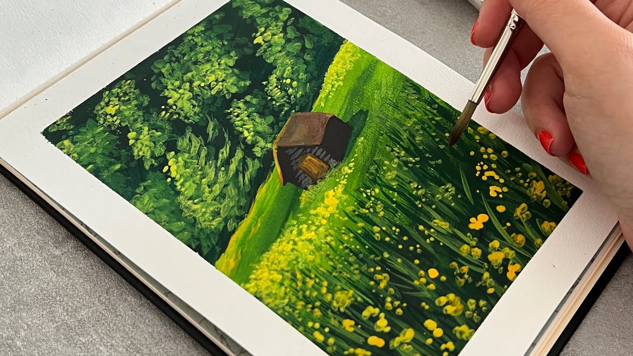 How to work with layers in Gouache/ Landscape painting tutorial