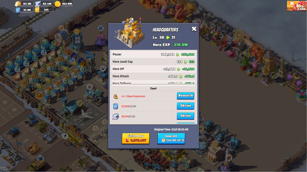 Last War How To Upgrade Your HQ to Level 31?