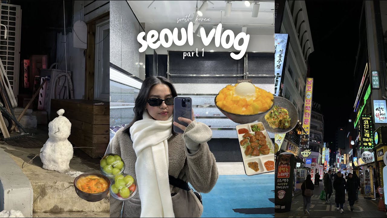 KOREA VLOG 🇰🇷 pt.1 | exploring hongdae, myeongdong, gangnam, food, squid game training centre 🦑🕹️