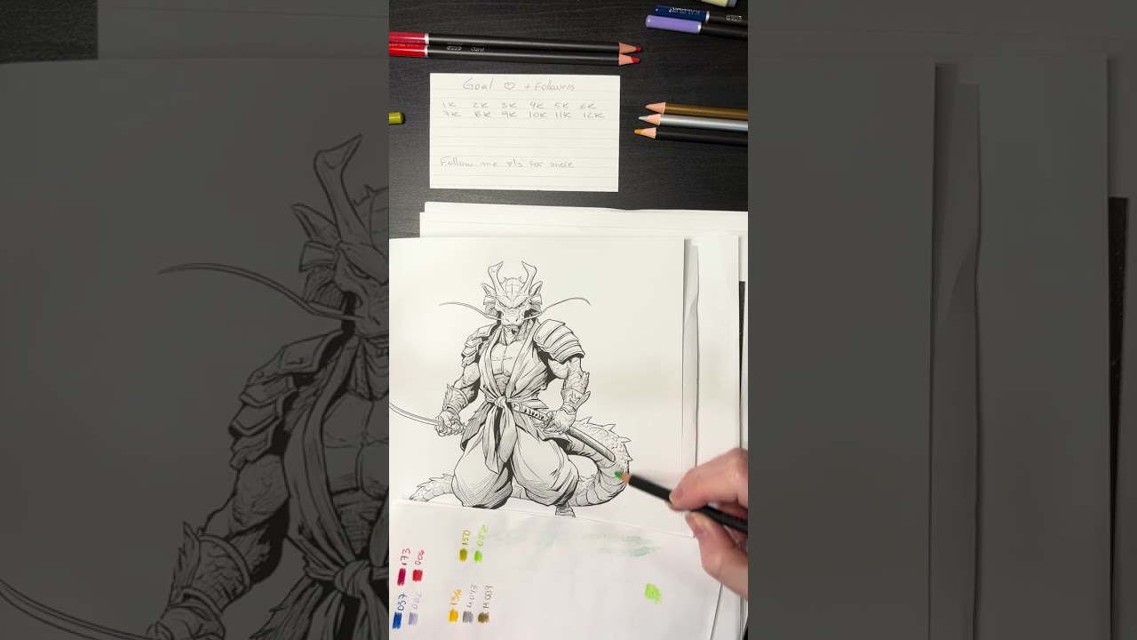Color with me this dragon warrior from my coloring books Dragon Bonds - Bestiary Edition. 1 of 2.