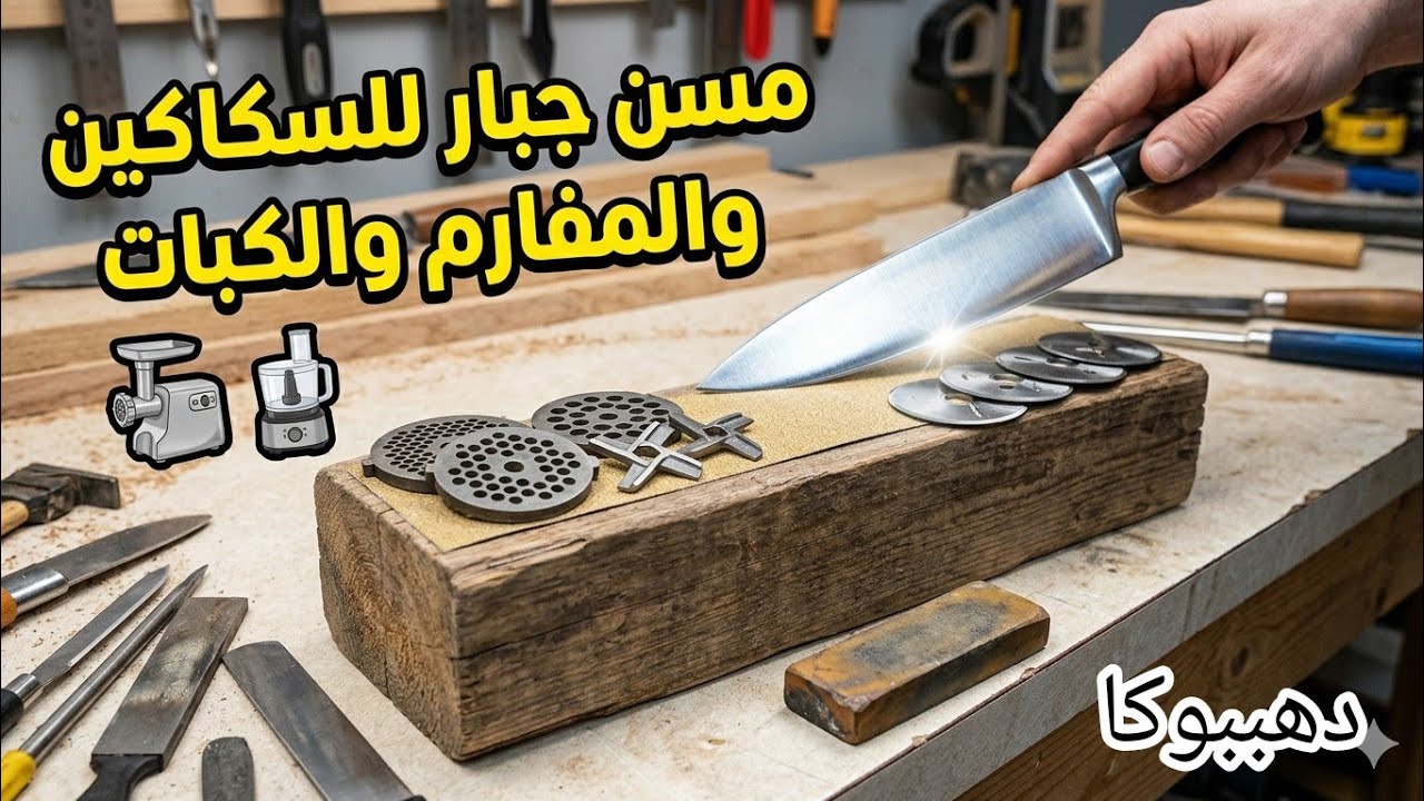 مسن خرافه لكل أنواع السكاكين/كيفية سن سكينة مكنة فرم اللحوم والكبه والسكاكين العاديه/دهببوكا