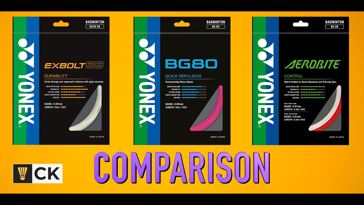Yonex Exbolt 68 vs Yonex BG80 vs Yonex Aerobite: Which is the best badminton string for you?