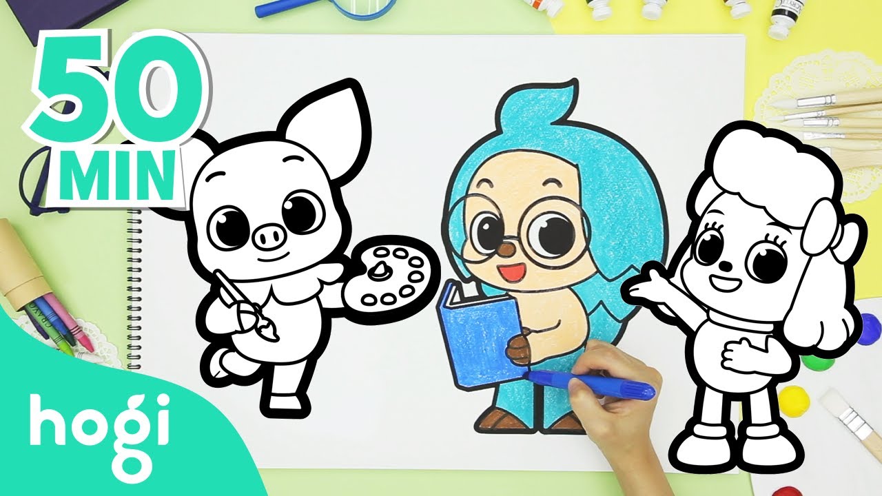 🎨 Let's Color Hogi and Friends | Pinkfong & Hogi | Hogi Arts for Kids | Learn and play with Hogi