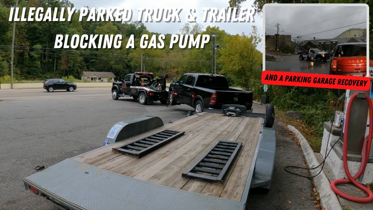 Illegally Parked Truck & Trailer Blocking A Diesel Pump & Vehicle Recovery In A Parking Garage