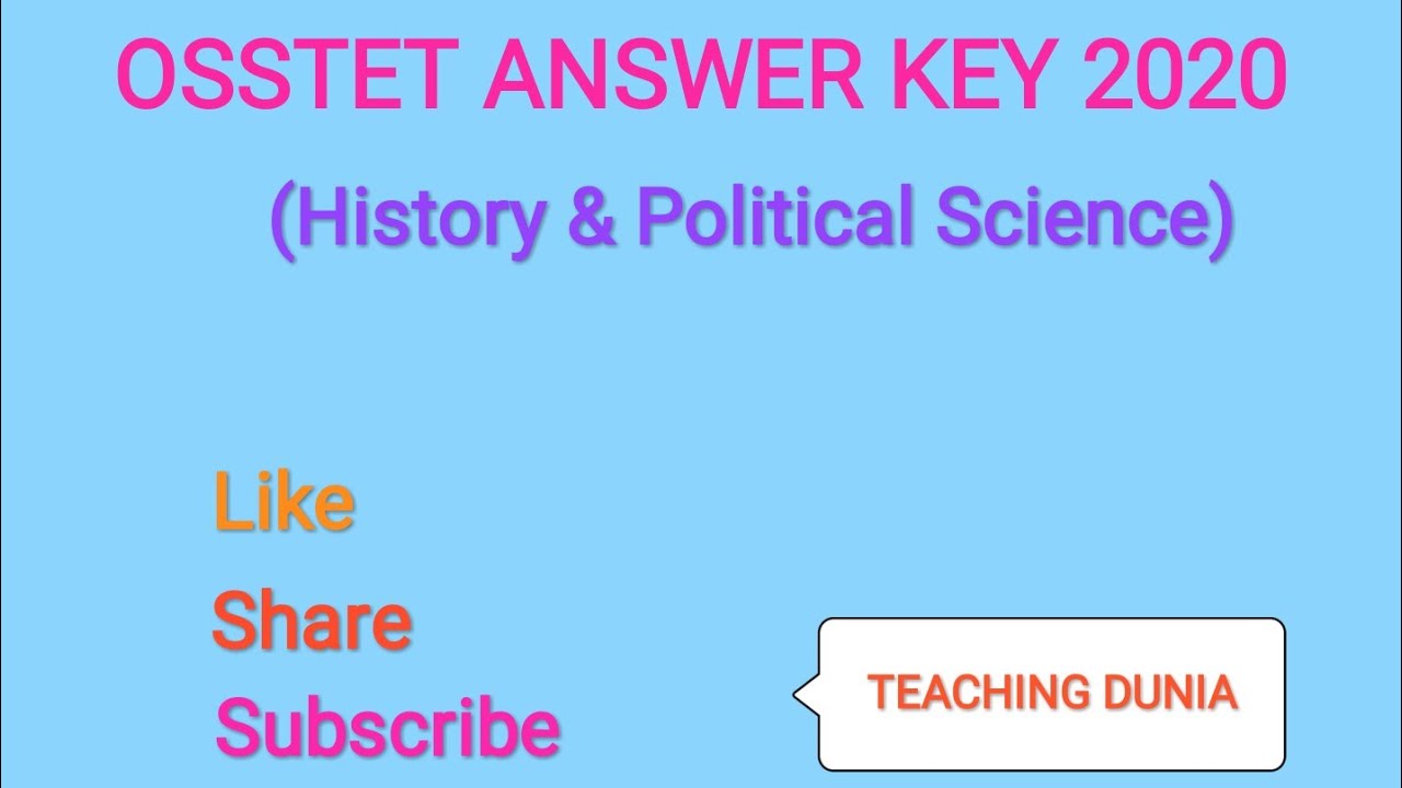 OSSTET ANSWER KEY 2020 || HISTORY & POLITICAL SCIENCE || Arts