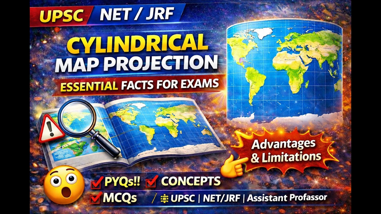 Map Projections l Cylindrical Projection 🔥 UPGDC Geography #uphesc_assistant_professor_advt_no_51