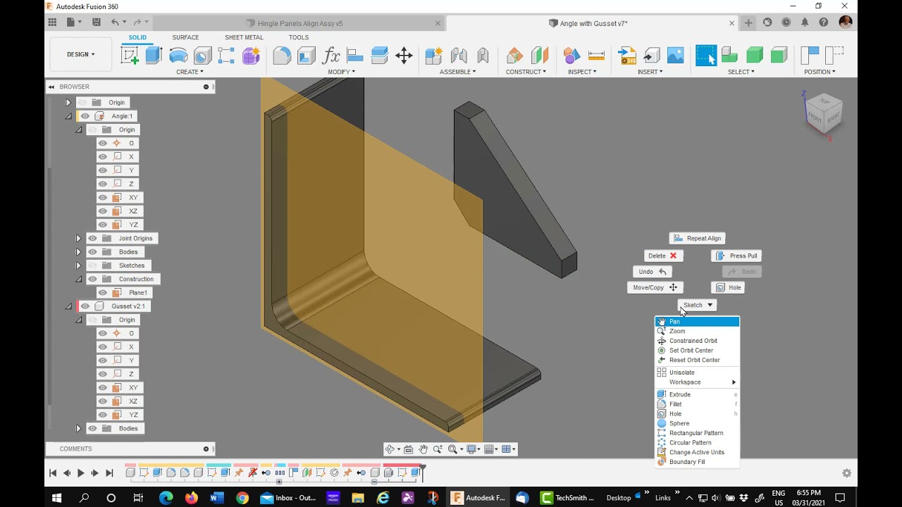 Инструмент «Выравнивание» в Autodesk Fusion 360