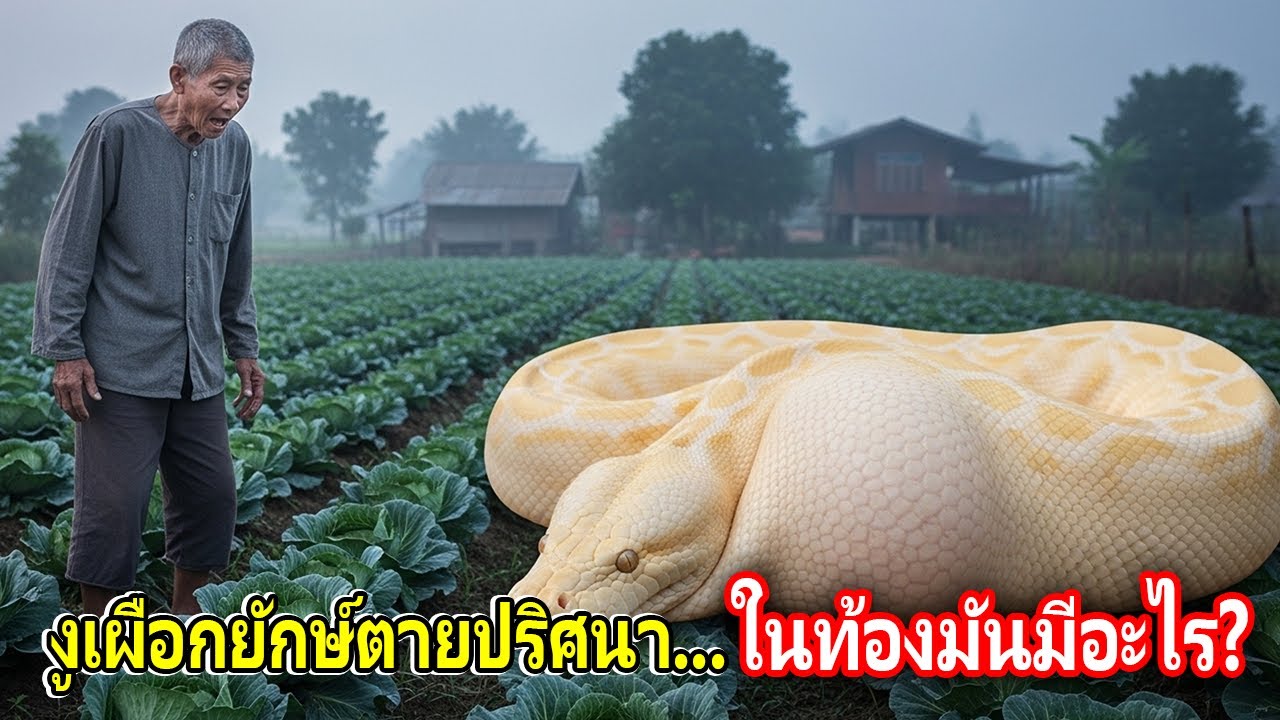สะพรึง! งูเผือกยักษ์นอนตายกลางไร่กะหล่ำ แต่พอผ่าท้องดู... ถึงกับผงะ!