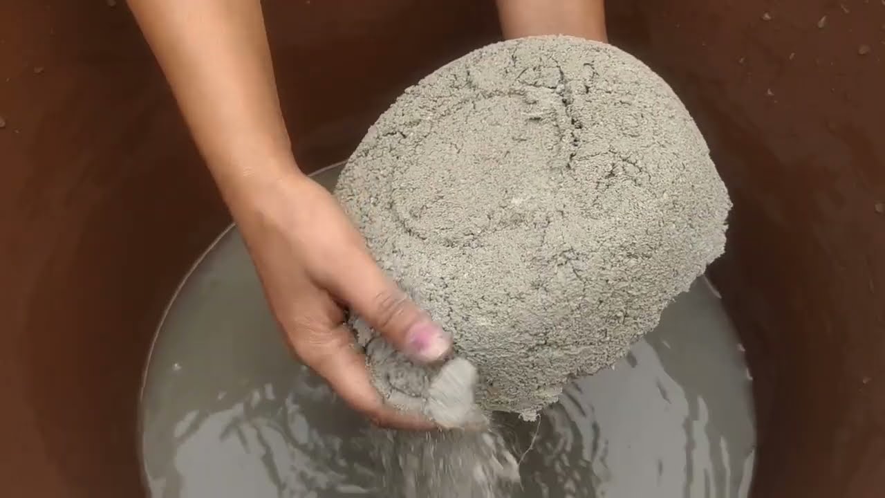 Gritty grainy dusty 🌪️ sand cement crumbling in water 💦💦