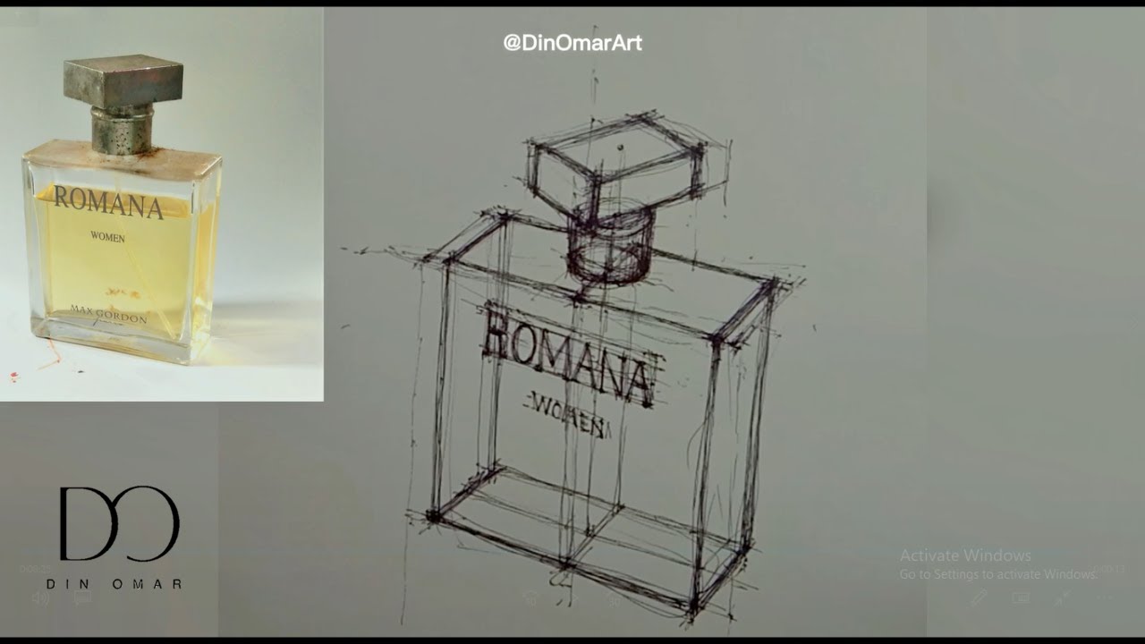 HOW TO DRAW A perfume BOTTLE  | SKETCH DRAWING