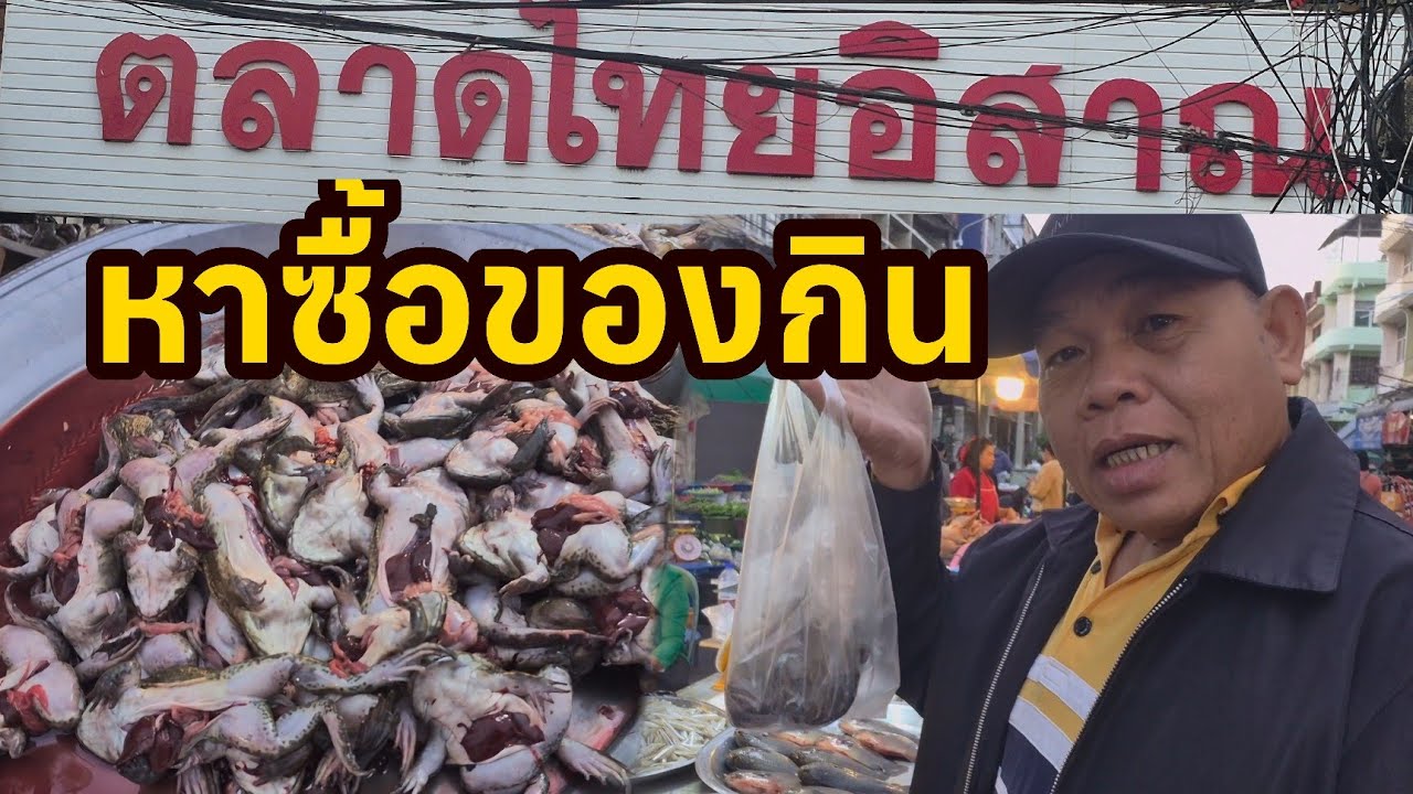 หาซื้อของกินตลาดไทยอีสาณ ตลาดใหญ่มาก มีของกินเยอะแยะ 🇱🇦🇹🇭 #สัมฤทธิ์รักต่างวัย 
