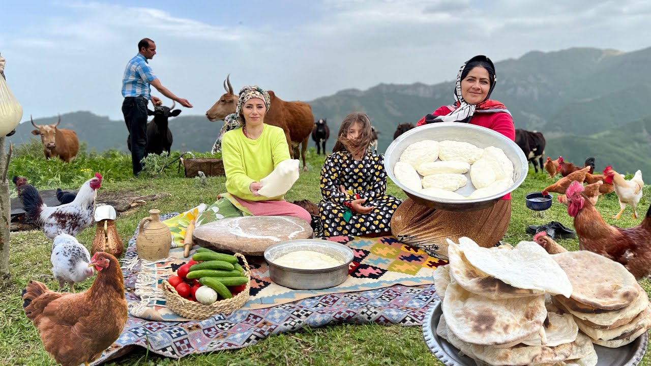 Daily Nomadic Life Iran | Preparing Homemade Organic Cheese & Baking Bread 2