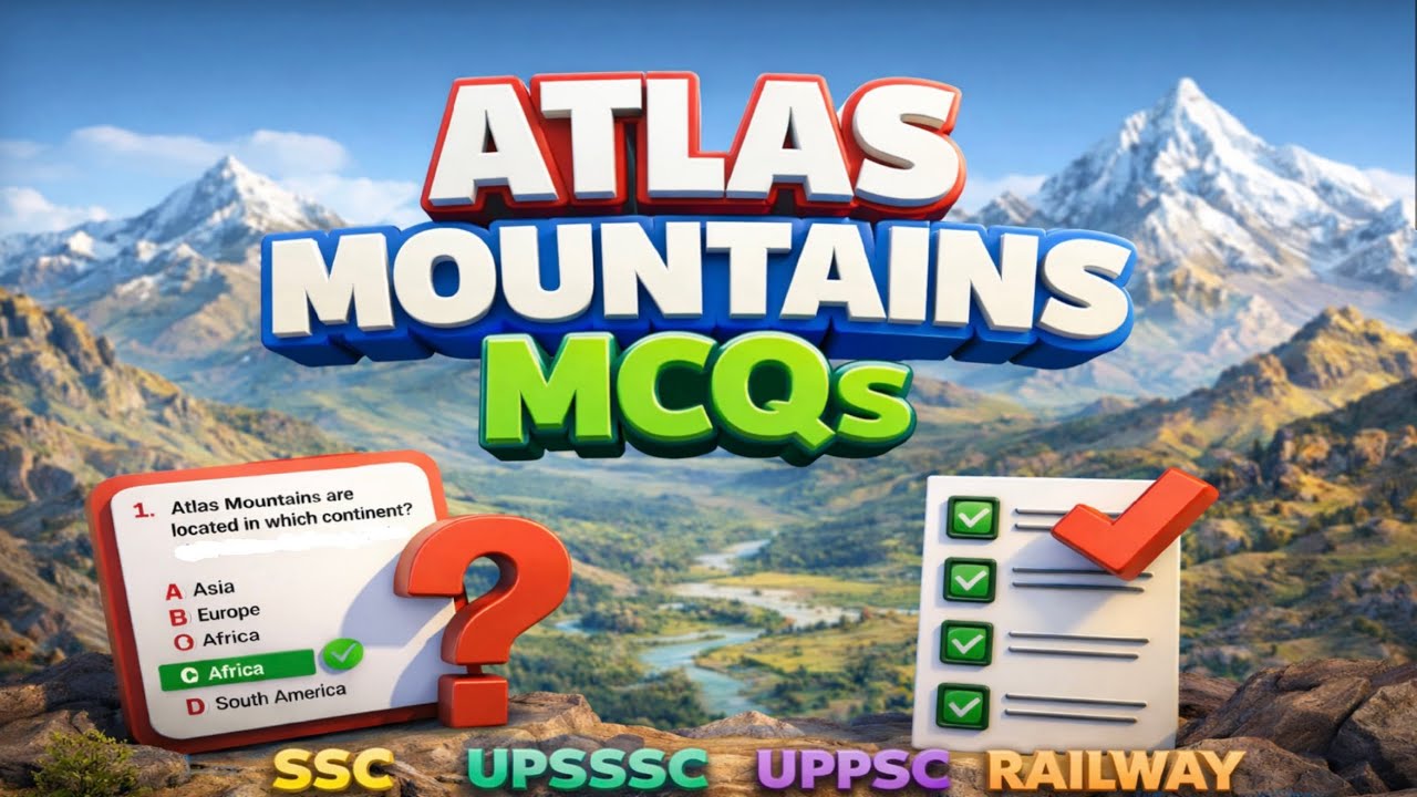 Atlas Mountains MCQs | 22 Most Important Questions | SSC | UPPSC | UPSSSC | UPCONSTABLE 2026