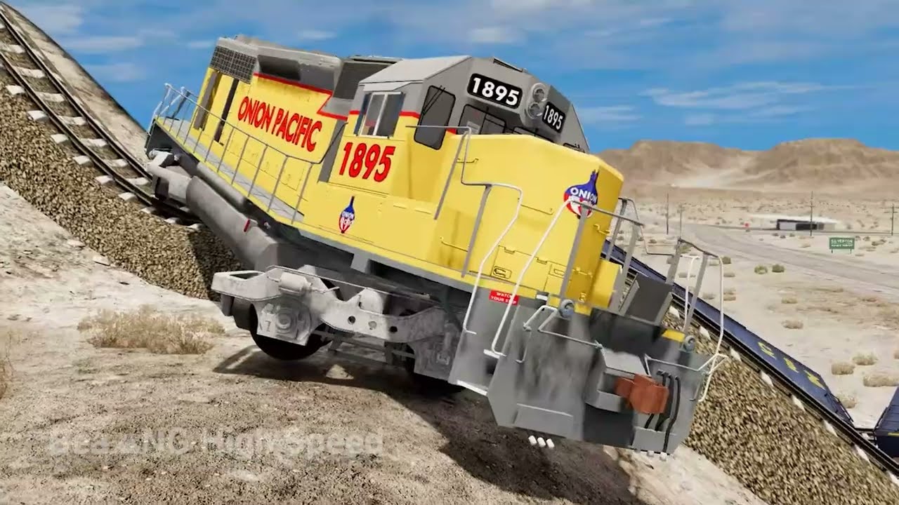Epic Trains vs Hill Climb Derailment #35 – BeamNG.drive Crashes by BeamNG High Speed