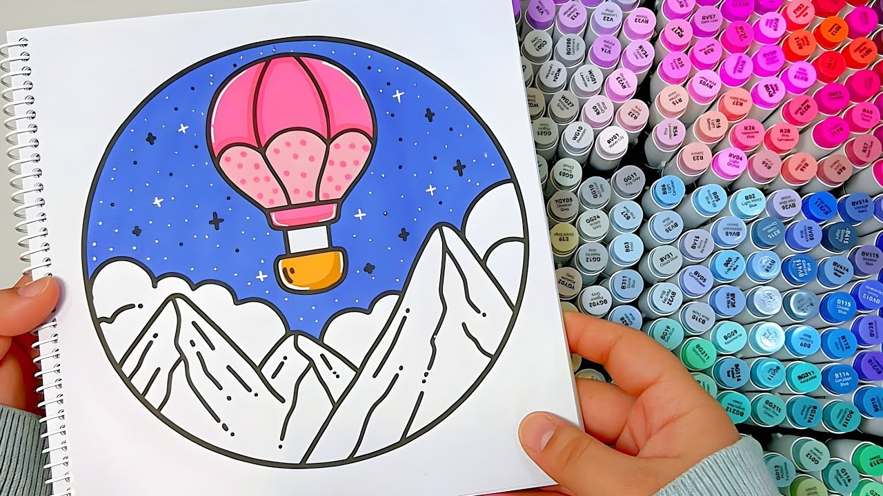 This Coloring Page Feels Like a Dream... ☁️🎈 | Relaxing Marker ASMR