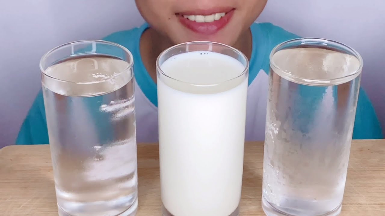 ASMR Drinking Fresh Milk And Cold Water