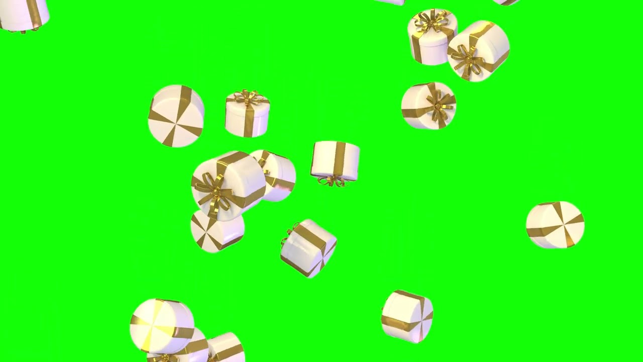 Gifts falling green screen Christmas overlay