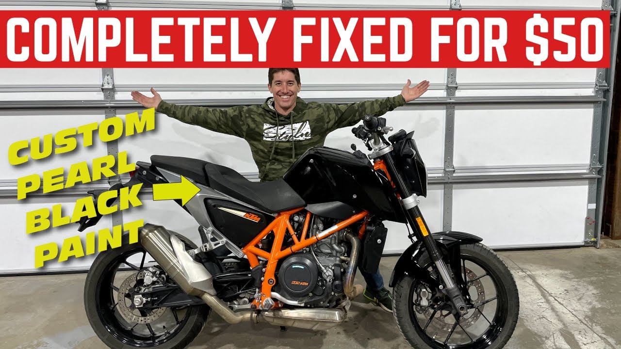I Only Spent $50 To FIX The STOLEN KTM Duke 690 *ONE-OFF BLACK PAINT JOB*