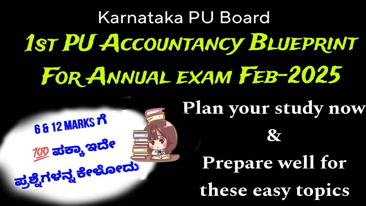1st PU Accountancy Blueprint for Feb-2025 | EASY & 💯 FIXED Questions for 6 & 12 marks | Study plan