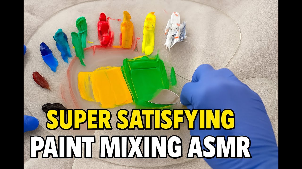 Palette Knife Only Paint Mixing No Talking - ASMR HD Audio | Bob Ross Inspired