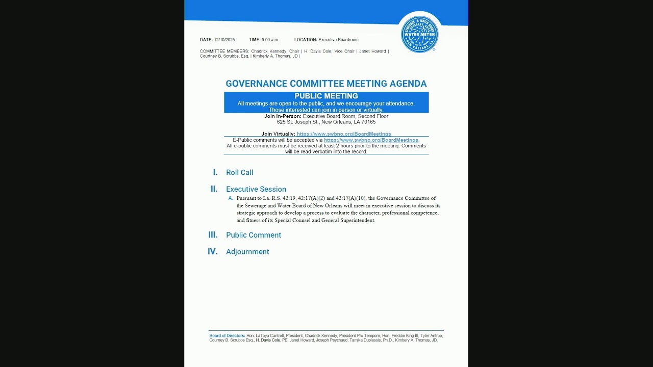 Operations Committee Meeting Wednesday, December 10, 2025