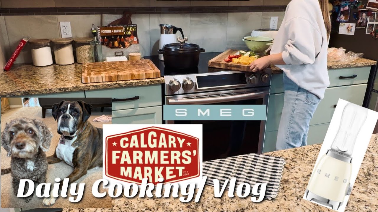 【カナダ暮らしと家庭料理🇨🇦】毎日のご飯とお弁当作り/ファーマーズマーケットとスーパーお買い物🛒/夏野菜ラタトゥイユ🍅🫑/チキンとトマトのパスタ/smegスムージー🍓🍌
