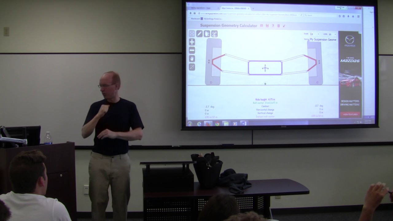 Vehicle Dynamics #3a: review, suspension kinematics, double A-arm design,