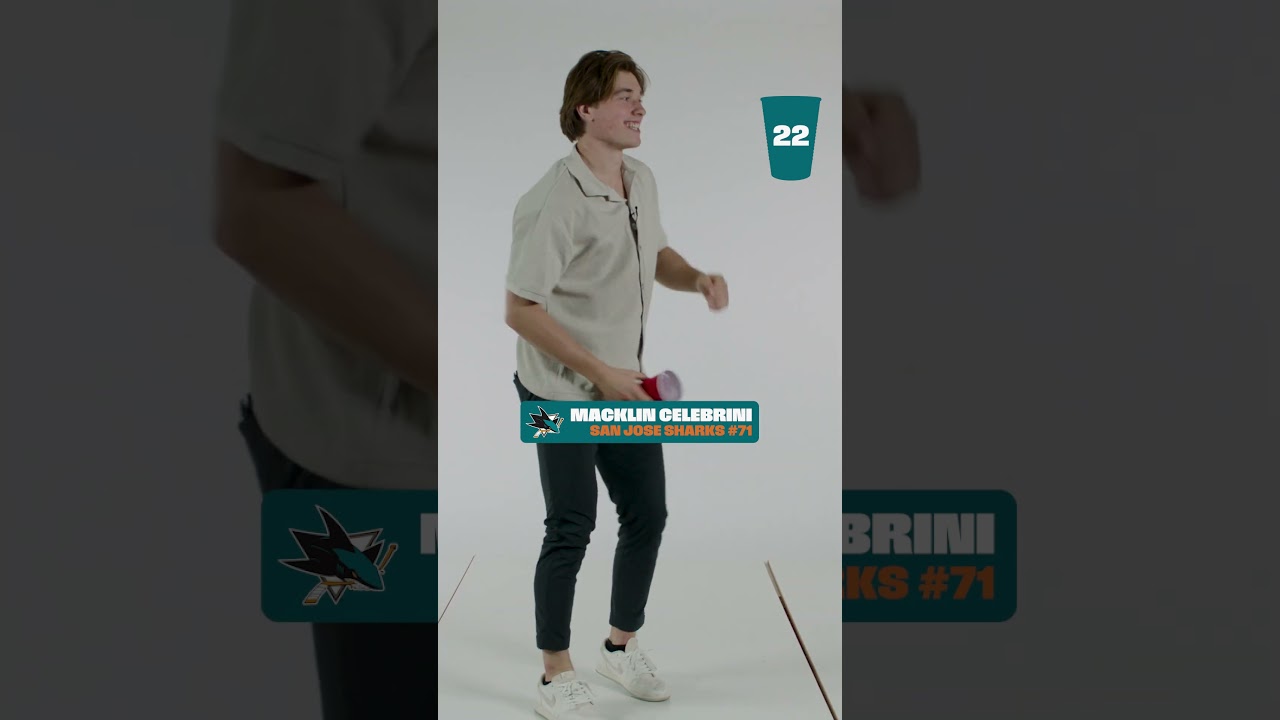 Macklin Celebrini Takes on The Cup Juggle Challenge 🦈