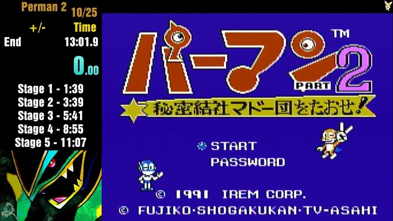 Perman Part 2: Himitsu Kessha Madoodan o Taose! | パーマンPART2 秘密結社マドー団をたおせ！NES speedrun 12:58